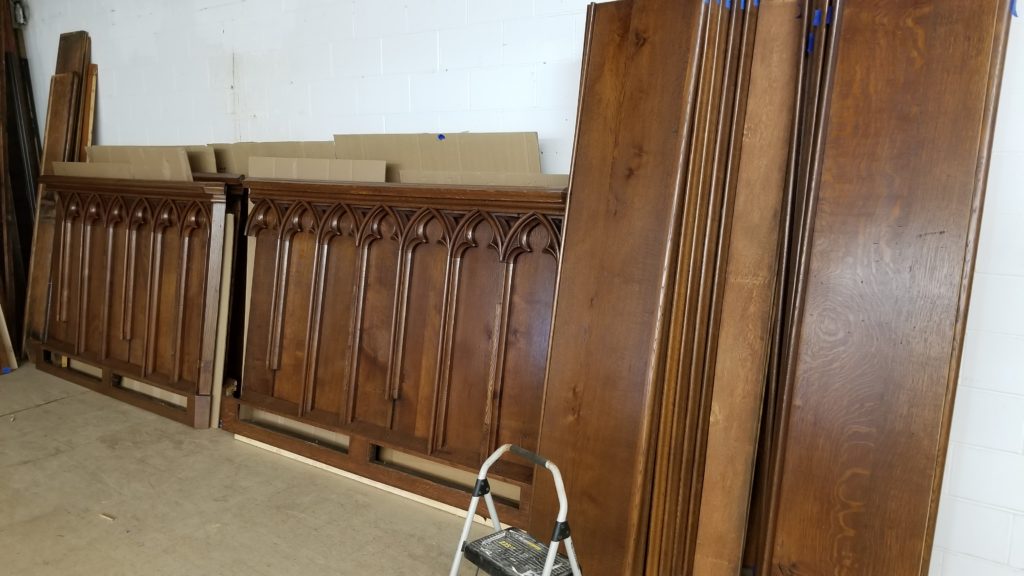 Church pew refinishing Trinity Church