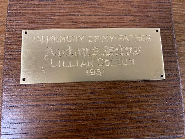 donor plate in memory of father