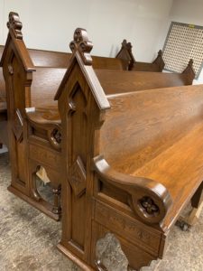 St. Joseph in Mishawaka church pew refinishing