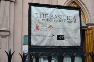 St. Patrick's Cathedral restoration sign