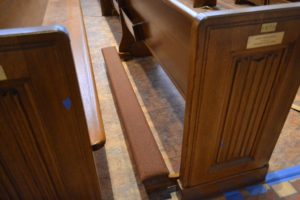 St. Agnes Cathedral pew refinishing finished project