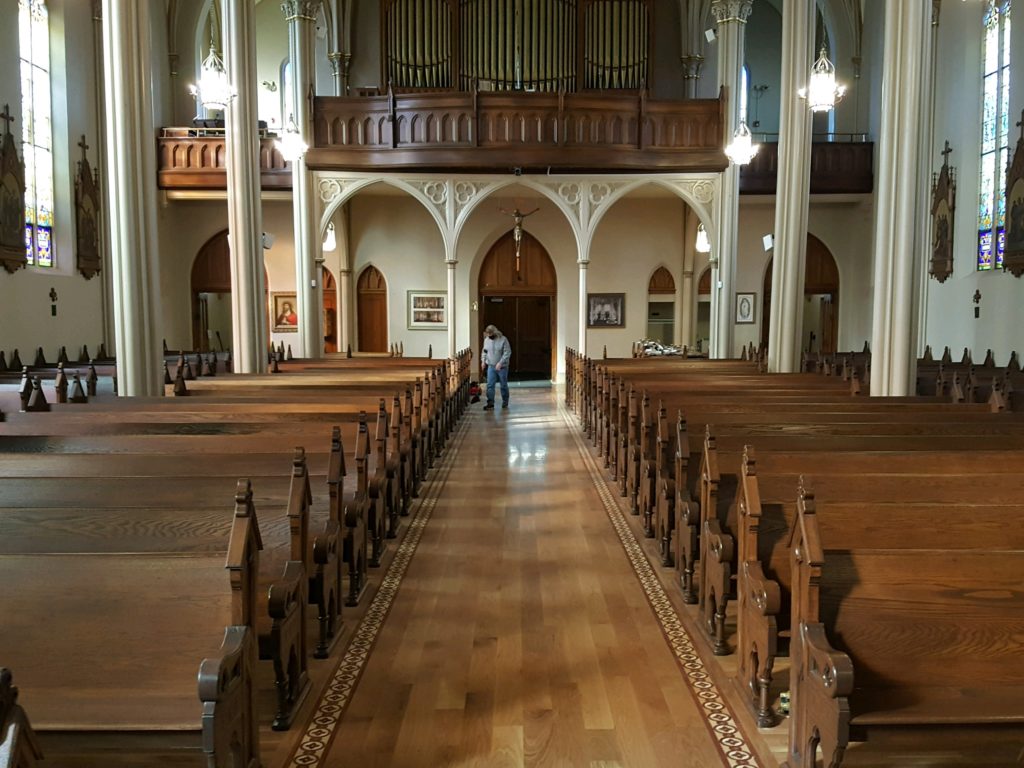 St. Joseph in Mishawaka church pews new