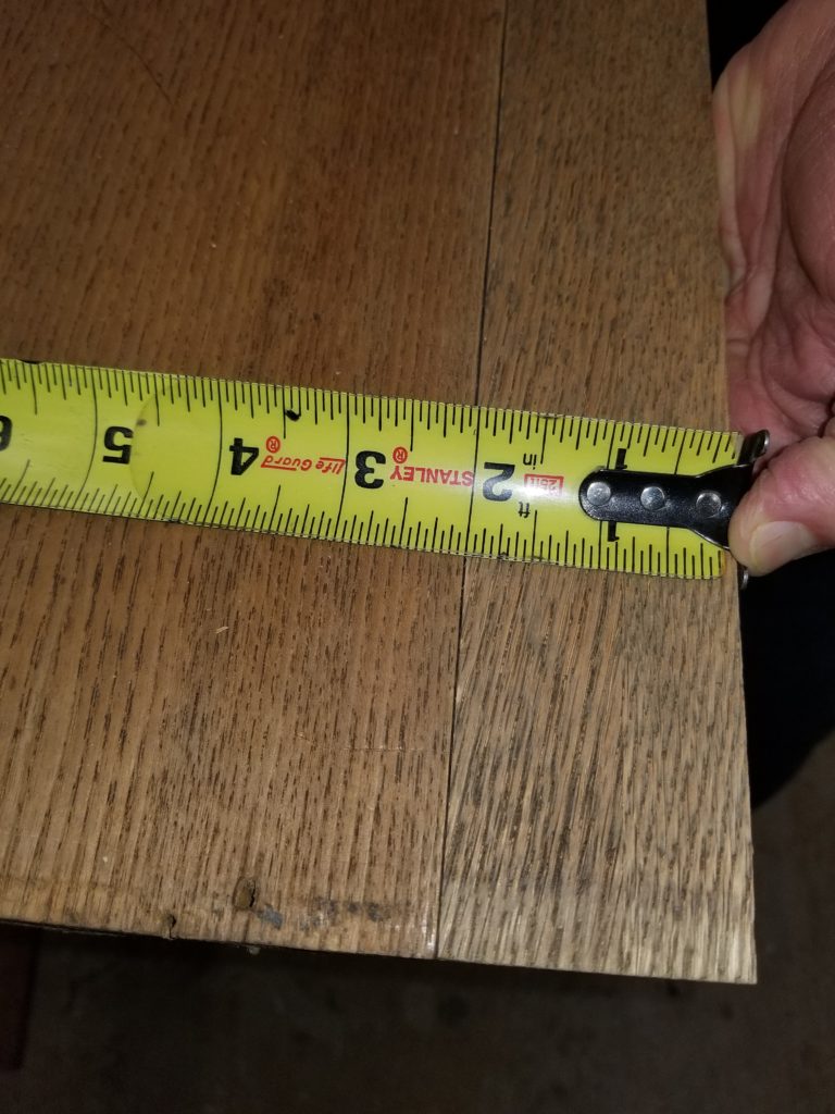 measuring 2 inch seat extension on wooden pew