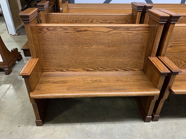 finished wooden pews for chapel at Our Lady of Grace Church in Hoboken, NJ